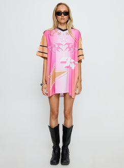 Moto Angel Graphic Top Pink / Orange