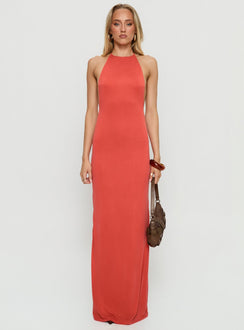 Rheanna Draped Backless Maxi Dress Orange