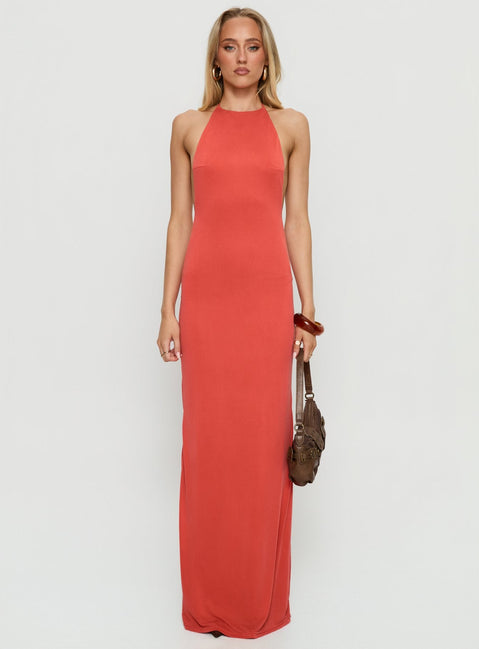 Rheanna Draped Backless Maxi Dress Orange