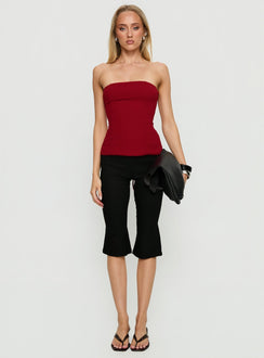 Loreto Strapless Tie Back Top Red