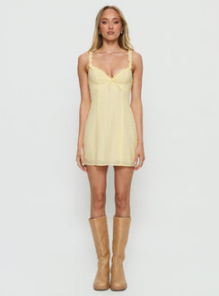 Nadean Anglaise Frill Mini Dress Lemon