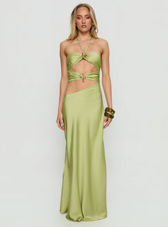 Morissa Halter Cut Out Maxi Dress Green