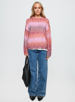 Say No More Knit Sweater Pink Stripe