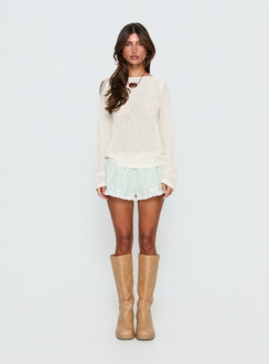 Tuppence Textured Long Sleeve Top Cream