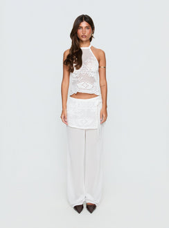 Claudie Lace Halter Neck Top White