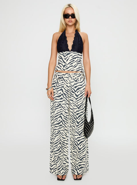 front view of model wearing Princess Polly Paltrow Cargo Pant Zebra High Waisted 