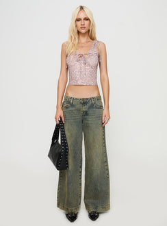 front view of model wearing Princess Polly Megumi Key Hole Top Mutli Sleeveless V-Neck 