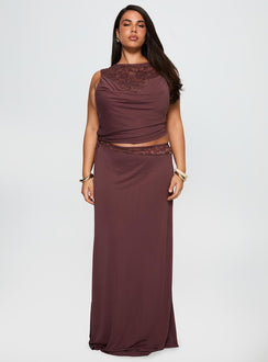 Vesperine Lace Maxi Dress Cocoa Brown Curve