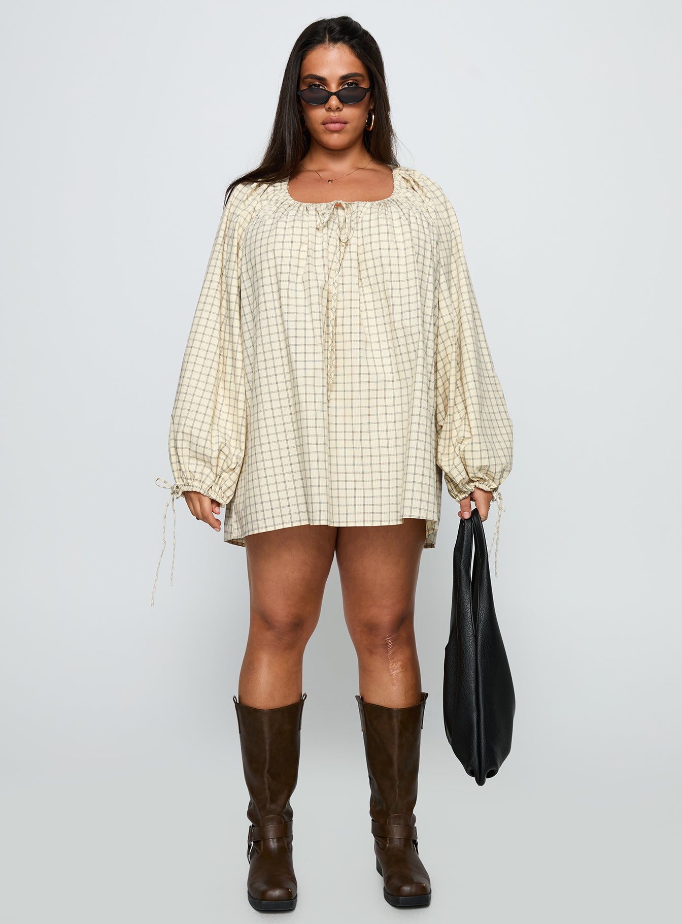 Preacher Playsuit White Check Curve