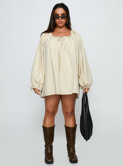 Preacher Playsuit White Check Curve