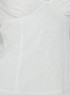 Splashy Lace Trim Mini Dress White