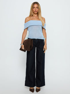 Marisyn Tie Detail Off Shoulder Top Blue
