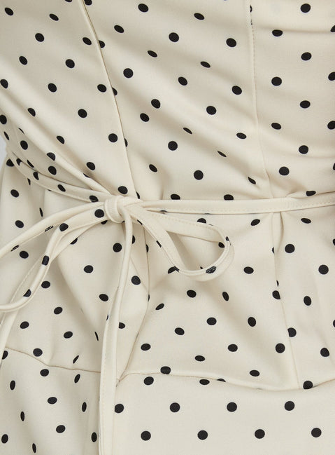 Italiana Layered Lace Mini Dress Cream Polka Dot