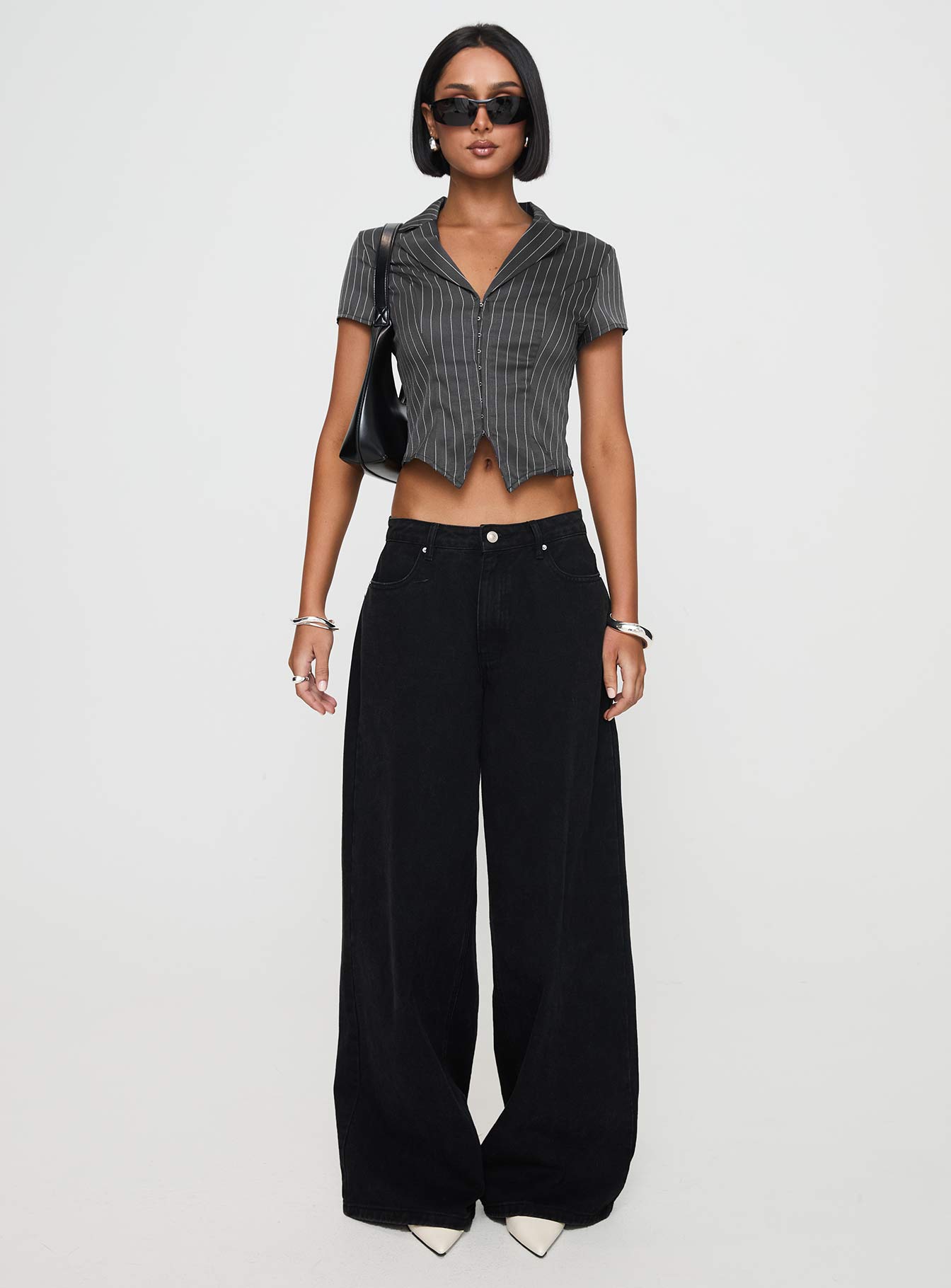 Upper West Side Top Pinstripe Grey