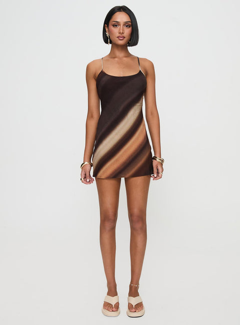 Otillie Mini Dress Brown Multi