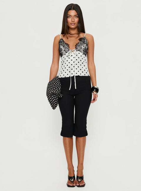 Jerelyn Lace Bust Cami Top White Polka