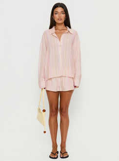 Opheliah Long Sleeve Oversized Top Pink Stripe
