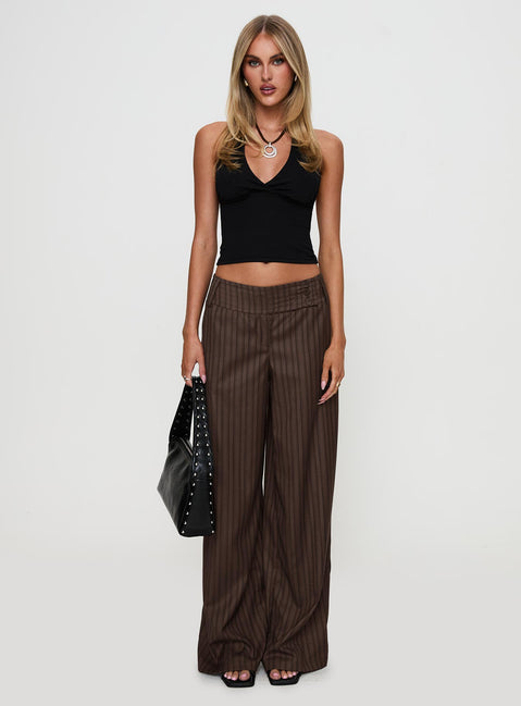 Cedars Low Rise Pant Brown Stripe Petite
