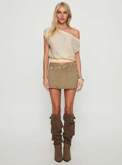 Marysa Sequin Knit Blouson Top Cream