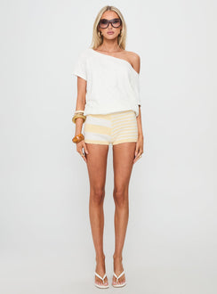 Laffie Knit Micro Short Lemon / White Stripe