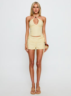 Electric Night Halter Tie Back Top Yellow Stripe