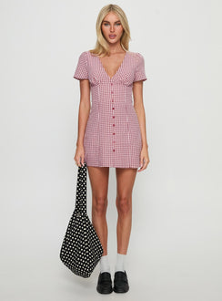 Loveliness Playsuit Red Check
