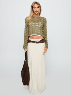 side view of model wearing Princess Polly Birdena Sweater Green Cropped 