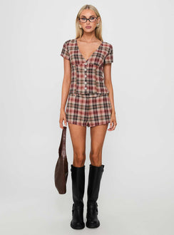 Odera Short Red Check