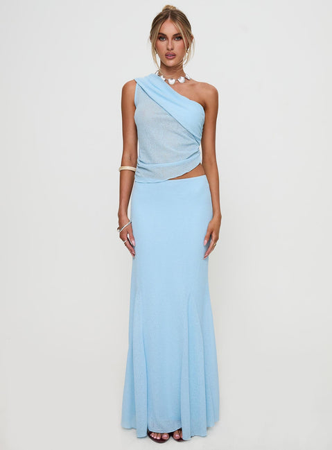 Comes And Goes One Shoulder Set Blue