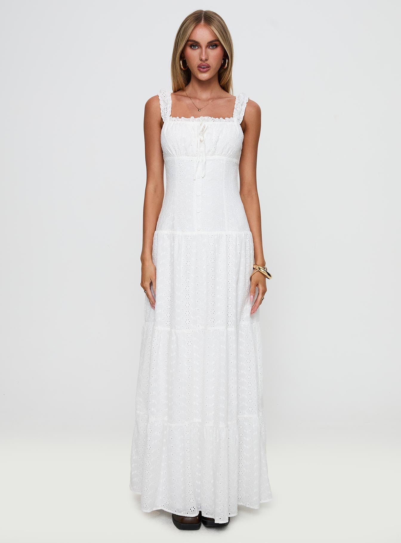 State Of Grace Embroidered Maxi Dress White