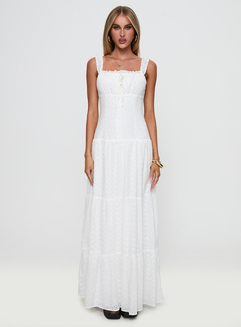 State Of Grace Embroidered Maxi Dress White