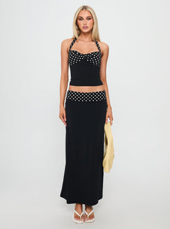Norelle Halter Set Black Polka