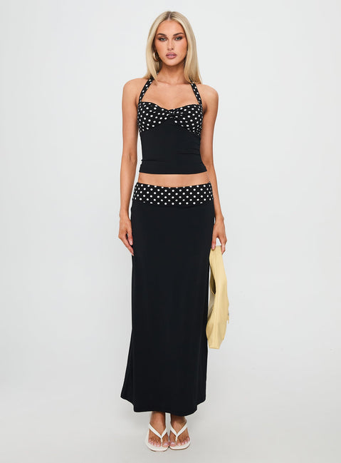 Norelle Halter Set Black Polka