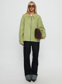 Goldsmith Faux Suede Bomber Jacket Matcha