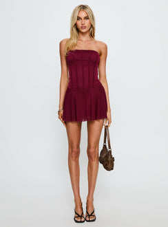 Kristyna Strapless Playsuit Burgundy