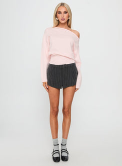Laurynn Tailored Shorts Grey Pinstripe