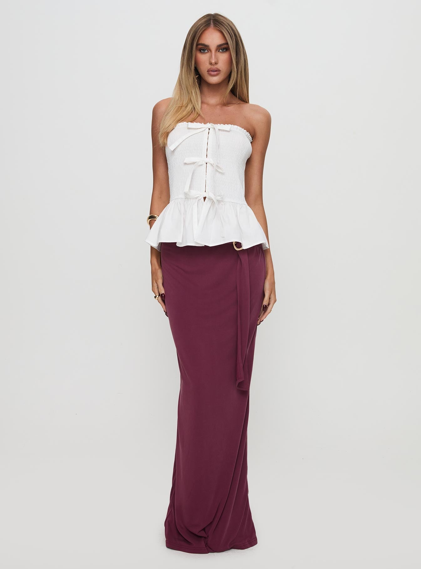 Jaymie Strapless Bow Top White