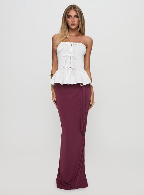 Jaymie Strapless Bow Top White