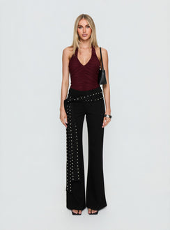 Eye Candy Ruched Bodysuit Burgundy