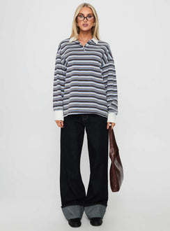 Smoke Signal Collared Jumper Blue Stripe