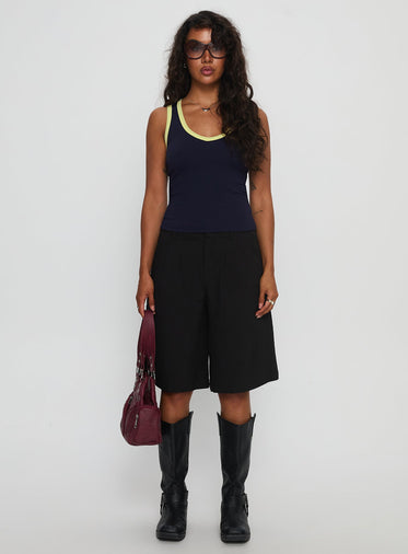 Elionne V Neck Contrast Top Navy / Yellow