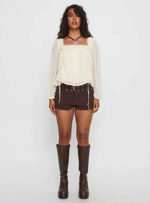 Eluisa Long Sleeve Lace Top Cream