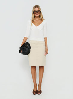 Back To Friends V Neck 3/4 Sleeve Top White