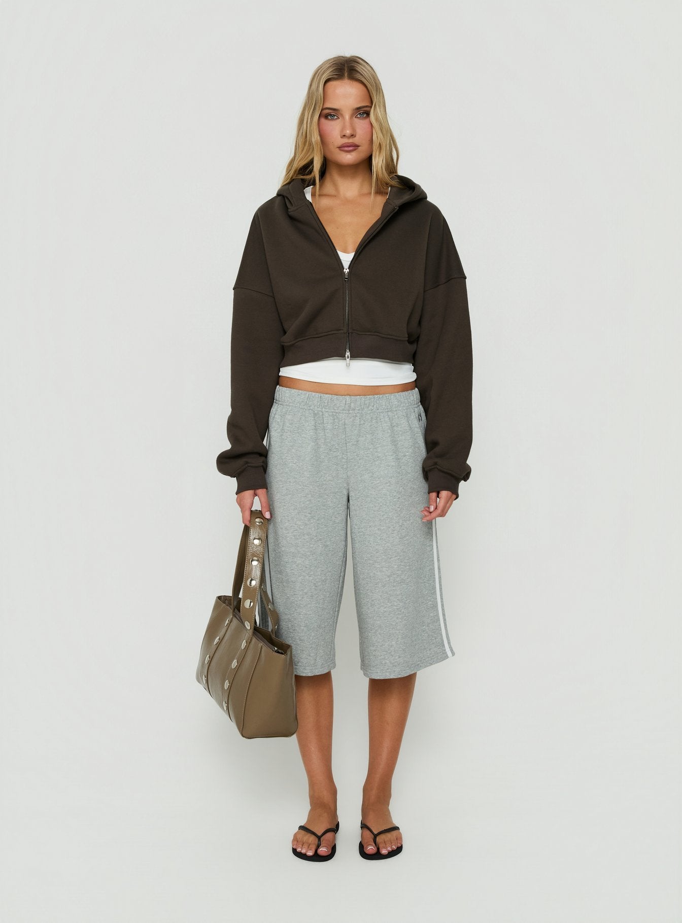 Zellah Double Ended Zipper Hoodie Iron Grey