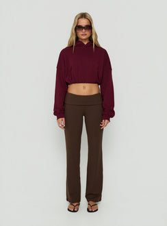Mayse Bubble Hem Cropped Hoodie Cherry