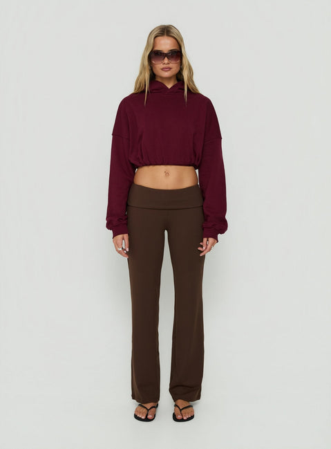 Mayse Bubble Hem Cropped Hoodie Cherry