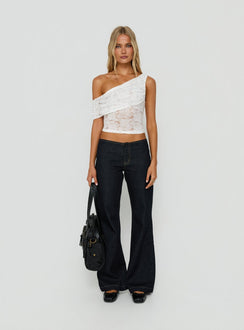 Riinah Draped Lace Off Shoulder Top White