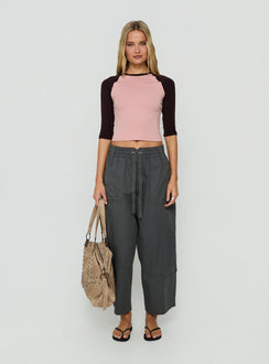 Kikkie 3/4 Sleeve Raglan Pink / Plum