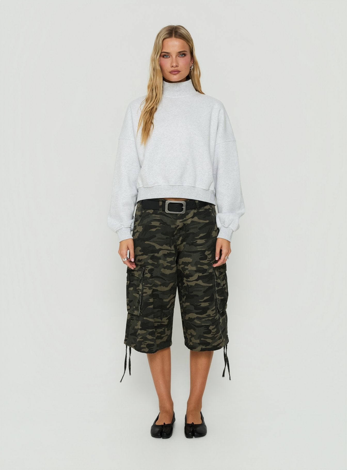 Anyya Funnel Neck Crew Jumper Grey Marle
