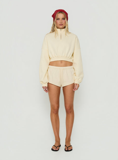 Astridd 3/4 Zip Cropped Jumper Cream